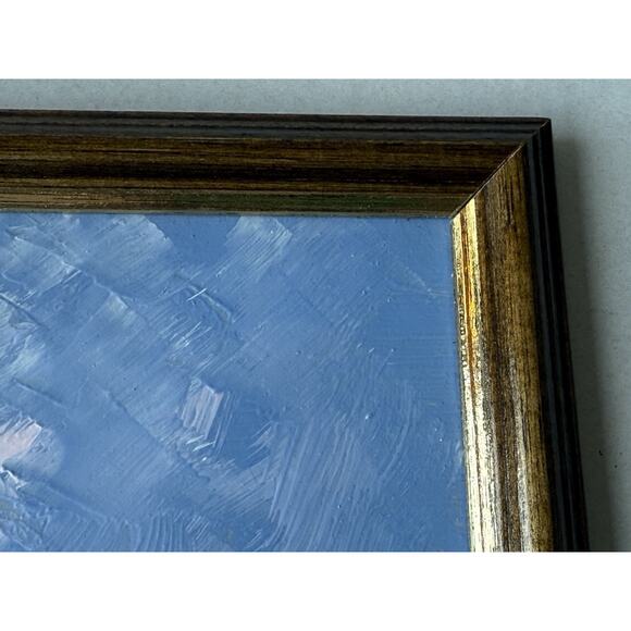 Framed Oil Painting Nautical Boats Impasto Framed Unsigned Docks Mooring Sea Sky - Picture 9 of 16